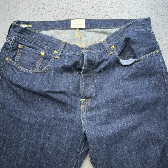 Sid Mashburn Jeans Mens 36x29 Blue Wide Leg Button Fly Indigo USA Made Tag 40x32